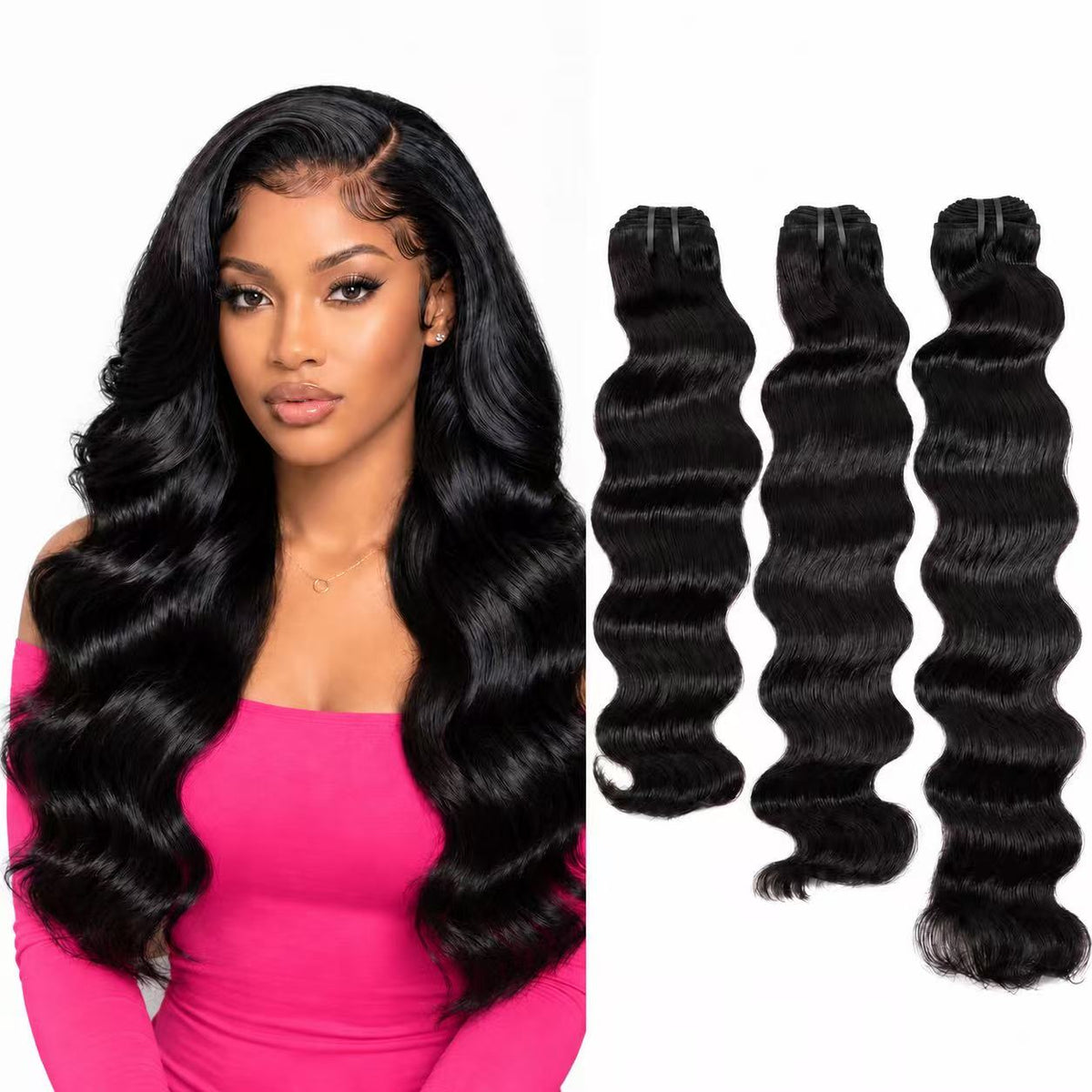 Virgin Cambodian Hair Natural Wavy Bundles | 12–30” Human Hair | Bundles with Lace