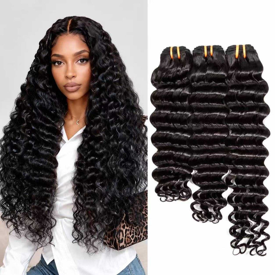 Raw Vietnamese  loose deep wavy Hair Bundles /12–30” Human Hair /Bundles with Lace